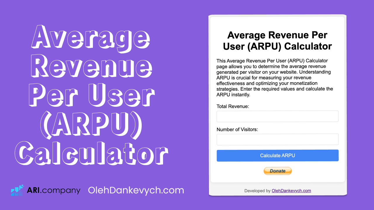 Average Revenue Per User (ARPU) Calculator