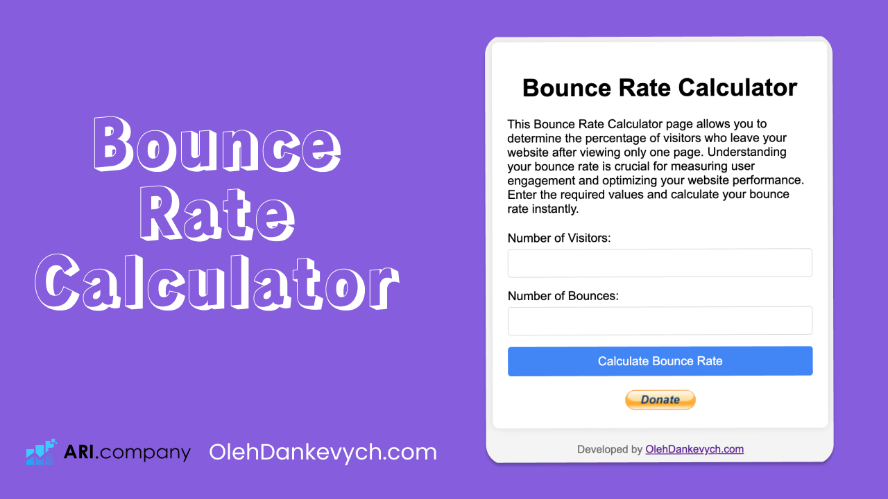 Free Online Bounce Rate Calculator by OlehDankevych.com