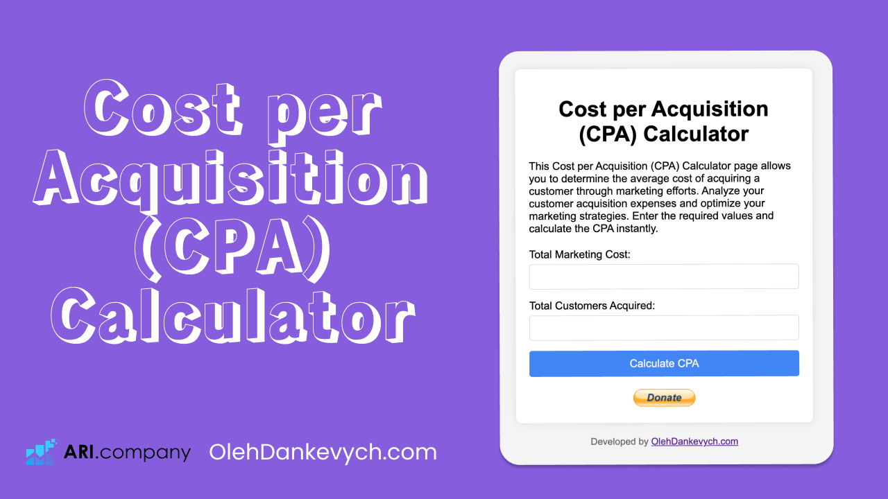 Free Online Cost per Acquisition (CPA) Calculator