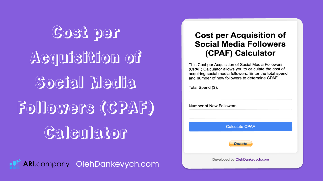 Cost per Acquisition of Social Media Followers (CPAF) Calculator