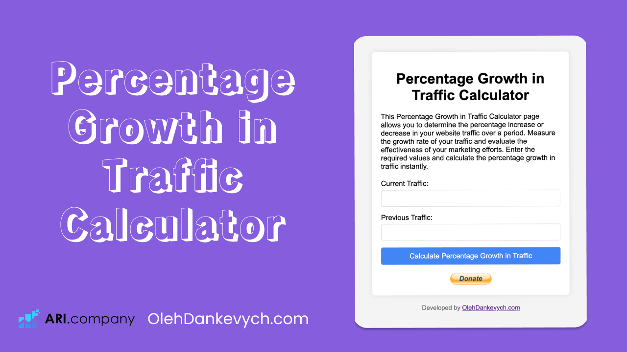 Percentage Growth in Traffic Calculator by OlehDankevych.com