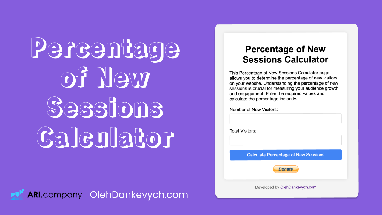 Percentage of New Sessions Calculator by OlehDankevych.com