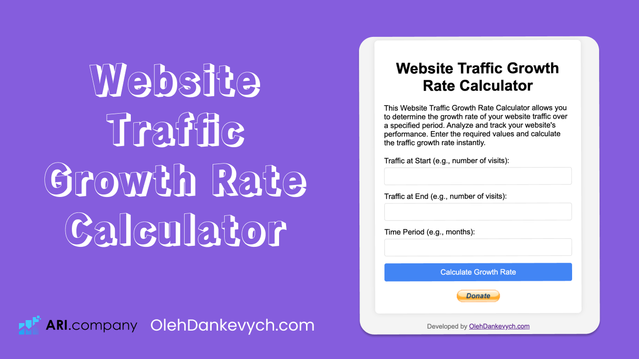 Website Traffic Growth Rate Calculator by OlehDankevych.com