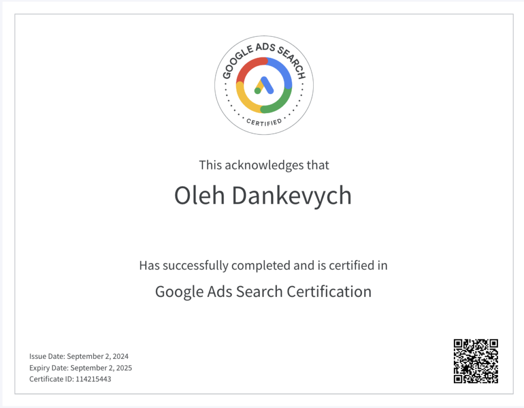 Oleh-Dankevych-Google-Ads-Search-Certification-2024